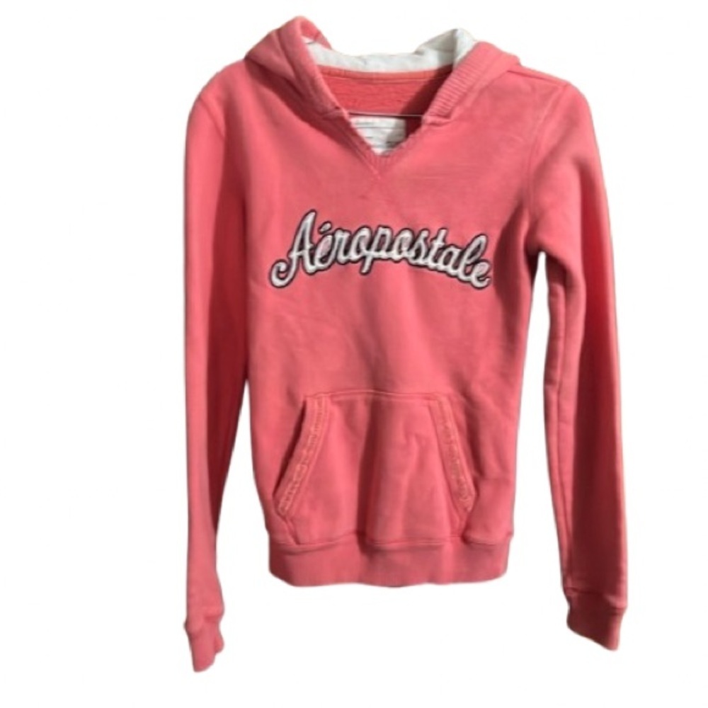 #387 Aeropostale hoodie sweatshirt with front pockets coral pink size Sm…